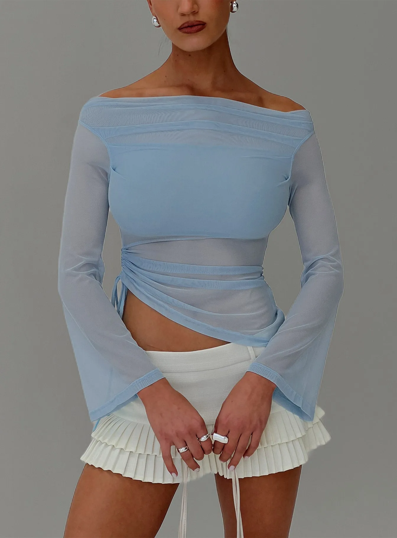 Telescopic Off Shoulder Top Blue