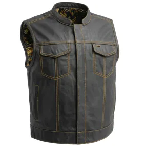 The Club Cut Men's Motorcycle Leather Vest, Multiple Color Options