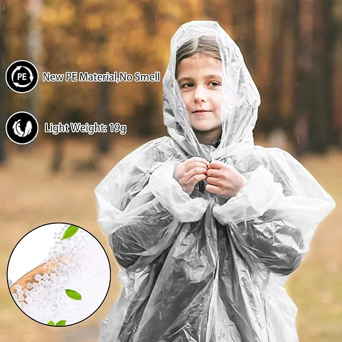 TONITTO 10 Disposable Rain Ponchos for Women & Emergency Waterproof Raincoats Men Adult Outdoor Recreation Camping Hiking Size Medium