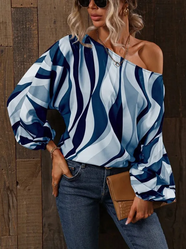 Trendy Off-Shoulder Monogram Print Top