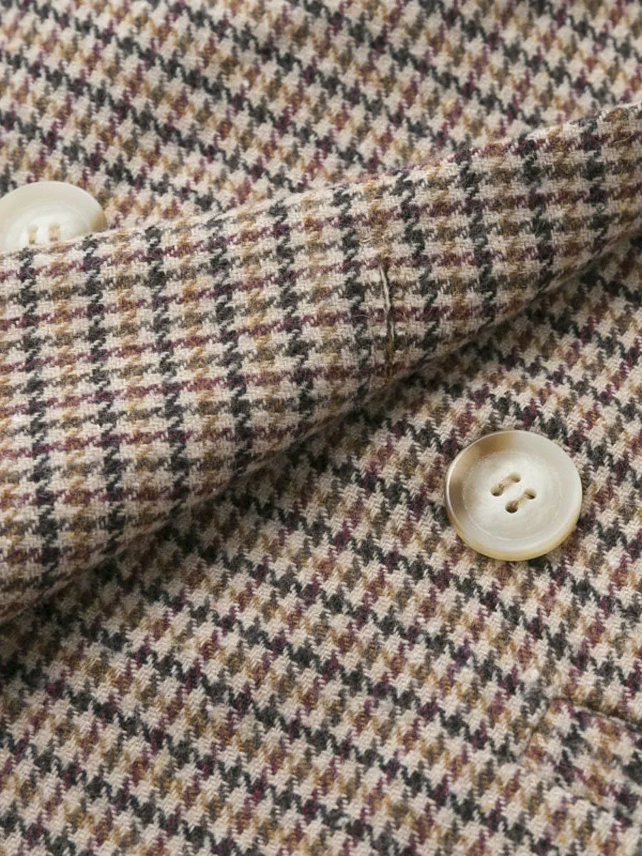 Vintage Plaid Blazers Coat - Khaki