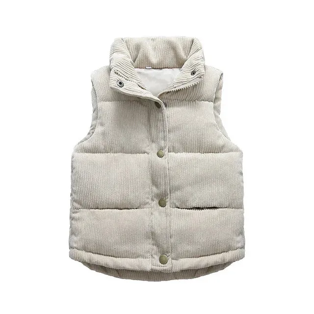 Winter Baby Children Thick Vests Fashion Outerwear For Girl Boy Jackets Corduroy Coat Fall Kids Cotton Jacket Cotton Down Vest