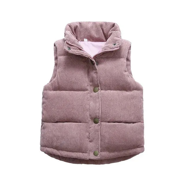 Winter Baby Children Thick Vests Fashion Outerwear For Girl Boy Jackets Corduroy Coat Fall Kids Cotton Jacket Cotton Down Vest