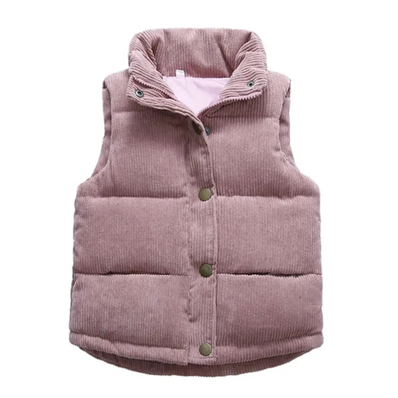 Winter Baby Children Thick Vests Fashion Outerwear For Girl Boy Jackets Corduroy Coat Fall Kids Cotton Jacket Cotton Down Vest