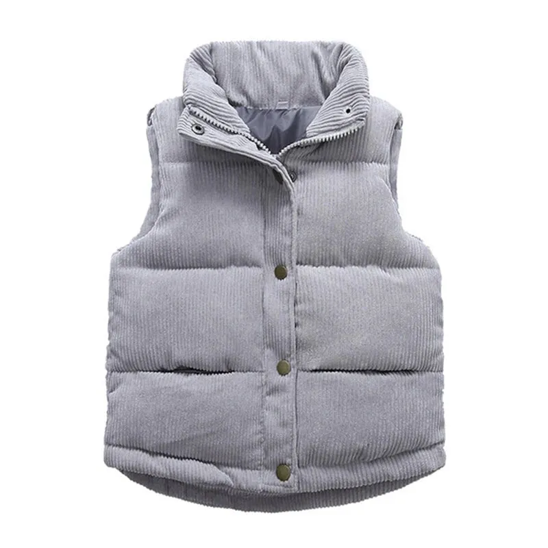 Winter Baby Children Thick Vests Fashion Outerwear For Girl Boy Jackets Corduroy Coat Fall Kids Cotton Jacket Cotton Down Vest