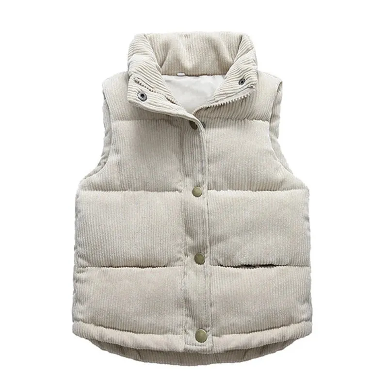 Winter Baby Children Thick Vests Fashion Outerwear For Girl Boy Jackets Corduroy Coat Fall Kids Cotton Jacket Cotton Down Vest