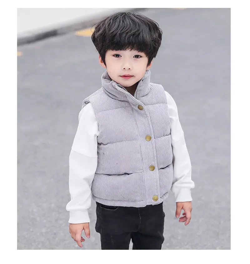 Winter Baby Children Thick Vests Fashion Outerwear For Girl Boy Jackets Corduroy Coat Fall Kids Cotton Jacket Cotton Down Vest