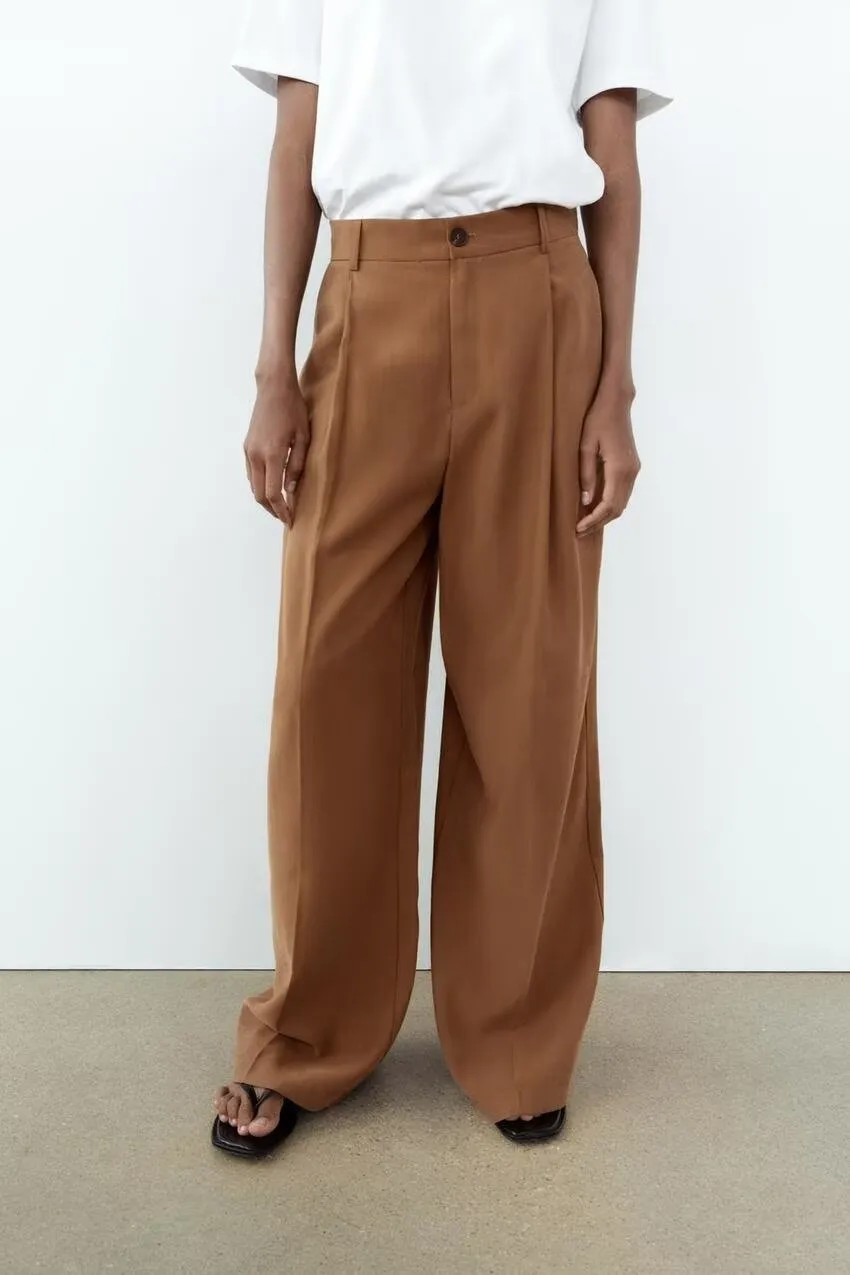 Womens Draping Long Pleated Pants