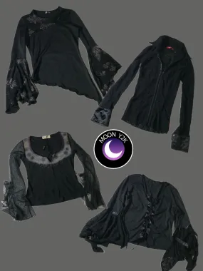 Y2k Bell sleeve gothic tops (A-34)