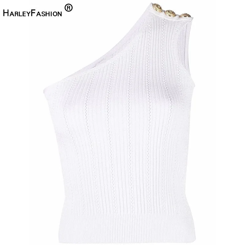 y2k Women Summer Short Knit Crop TankTop Off-the-shoulder Skinny 3 Colors Black/White/Pink SweaterWear Blouse